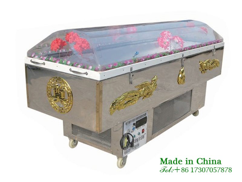 Economical refrigerated viewing coffin
