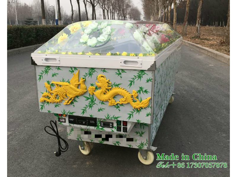 Constant temperature refrigerated ice coffins in crematoriums