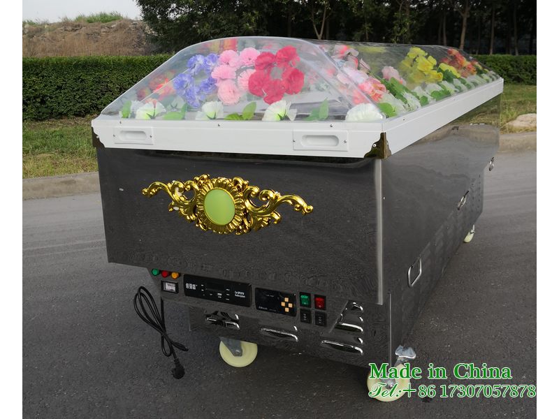 Low temperature ice coffins in crematoriums