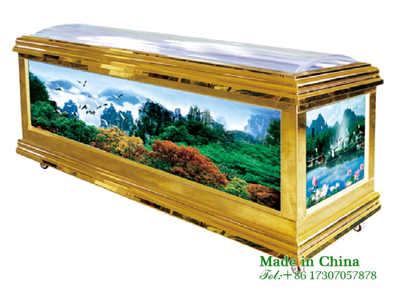 Luxury crystal coffin with side door opening